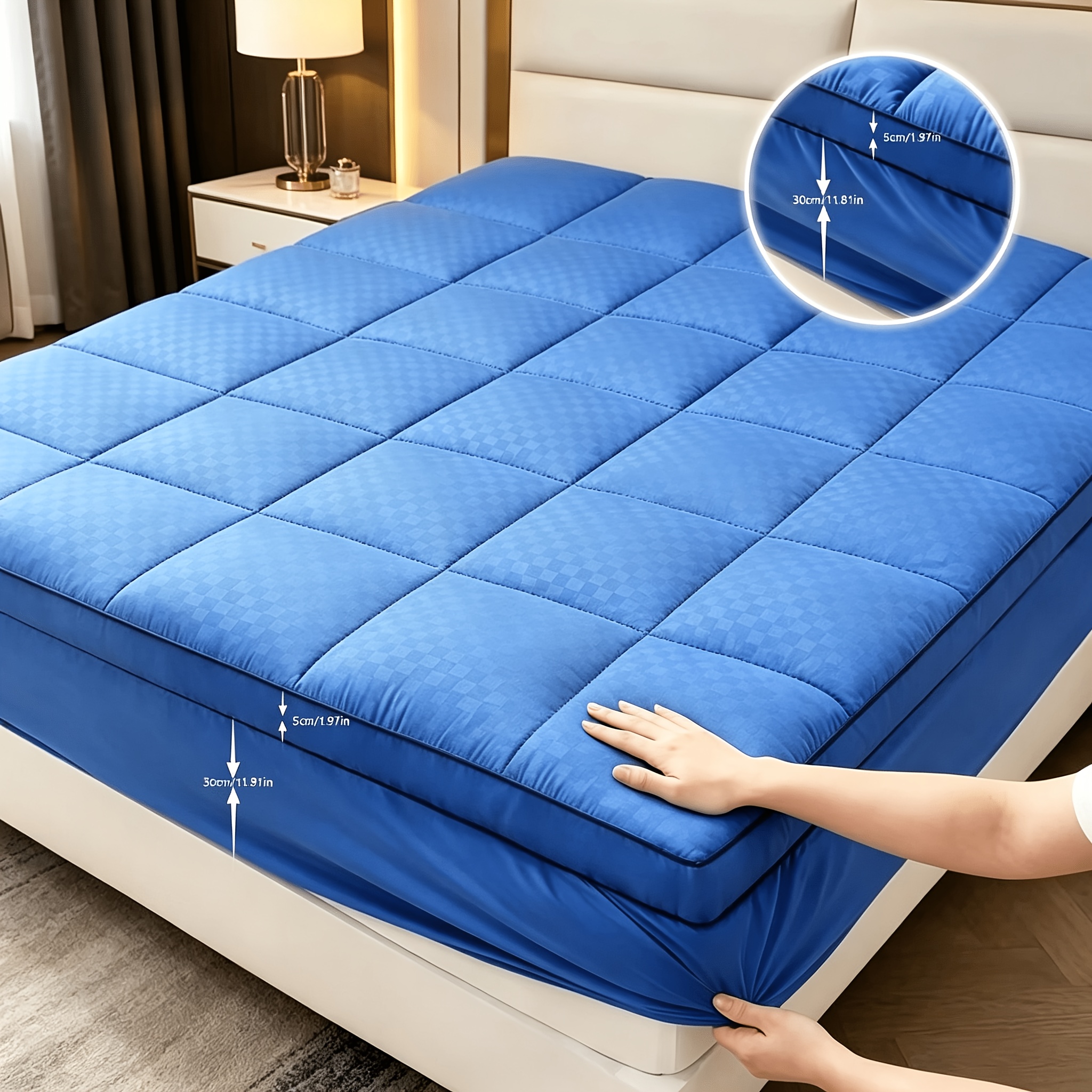 TEMU 1 pièce de protège-matelas, surmatelas, housse de matelas à sommier matelassé, protège-matelas-housse matelassé avec une profondeur extensible
