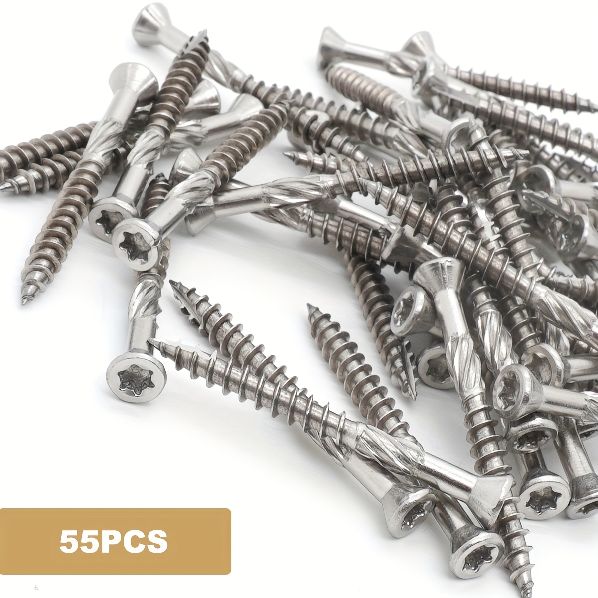 Image of 55pcs M5 50/60mm 304 Stainless Steel Self-tapping Screws - Rust-proof Self-tapping Decking Bolts With Spiral Flute For Wood,, Fencing, Outdoor & (compatible With ) 55pcs