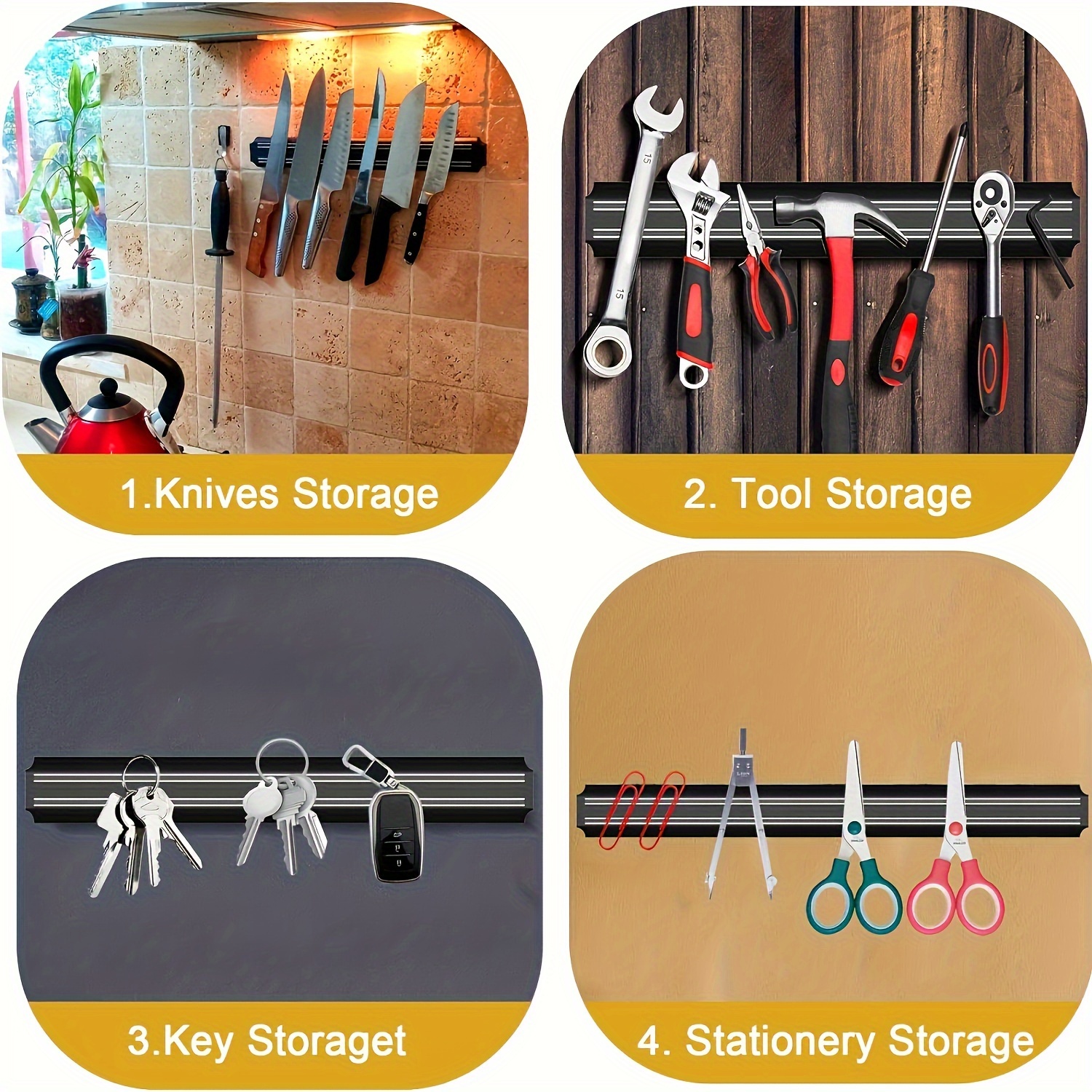 magnetic wall mounted knife rack stylish kitchen utensil organizer   plastic for home and restaurant use kitchen tools and accessories details 6