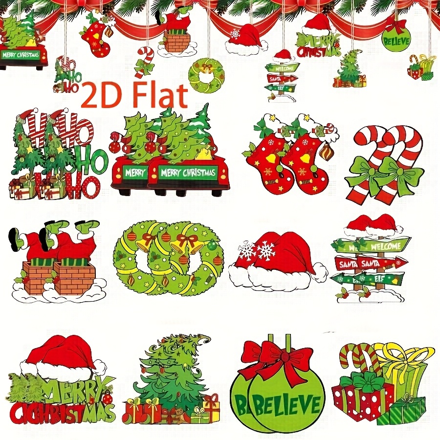 Image of 24pcs Festive Christmas Tree Ornaments - Cute Green & Decorations, Perfect For Party Atmosphere And Gift Tags With Hanging Rope,halloween