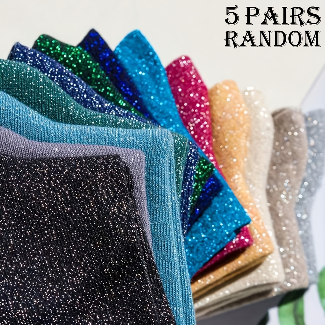 TEMU 5 Pairs Of Mid-calf Socks With Glitter Threads, Luxury And Stylish Sequined Mid-calf Socks For Women. Retro Hong Kong Style, Trendy And Unique.
