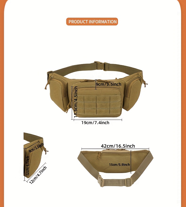   pistol fanny pack multi functional oxford cloth waist bag large capacity travel gear pouch concealed gun holster portable   waist pack with non waterproof for outdoor details 1
