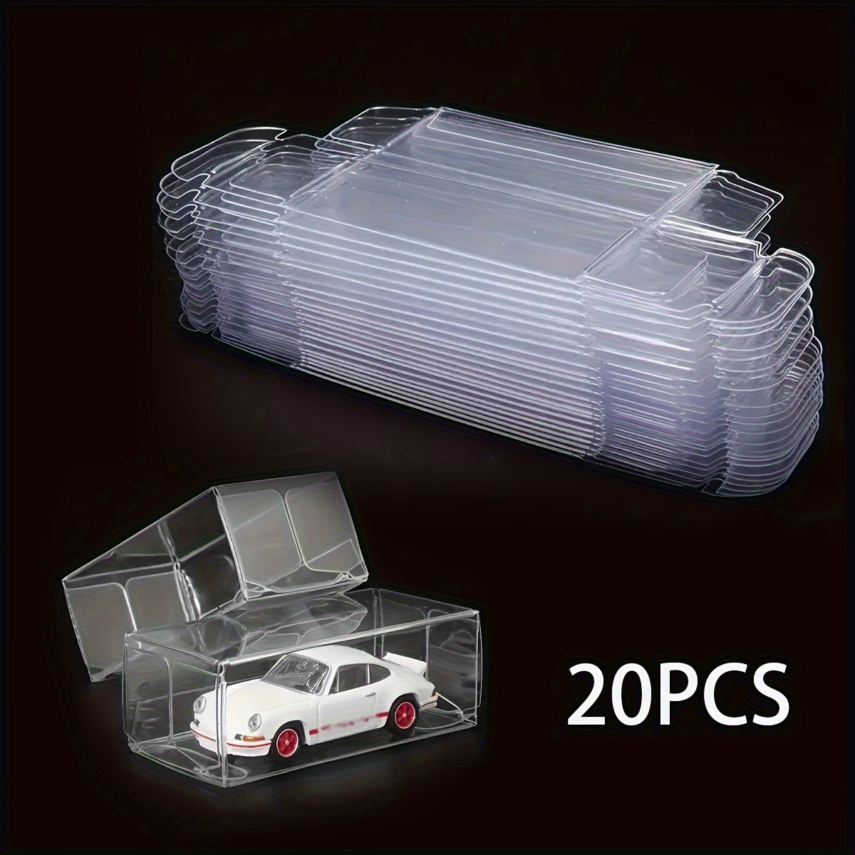 

20pcs Clear Pvc Display Cases For Model Cars, Transparent Protective Boxes, Contemporary Plastic Storage Solution For Collectibles, Suitable For Room And Office Decor