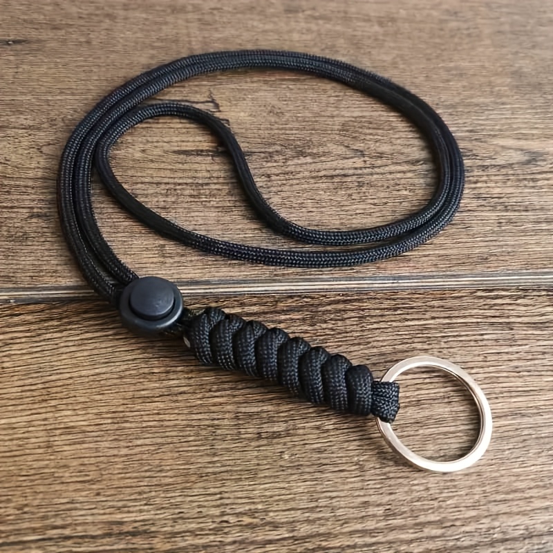 1pc Multifunctional Braided Lanyard Keychain With Umbrella Rope - Adjustable Neck Strap Suitable For Id, Outdoor Umbrella, Keychain Accessory For Fashion, Id Holders, Badges, Keys, And Outdoor Gear