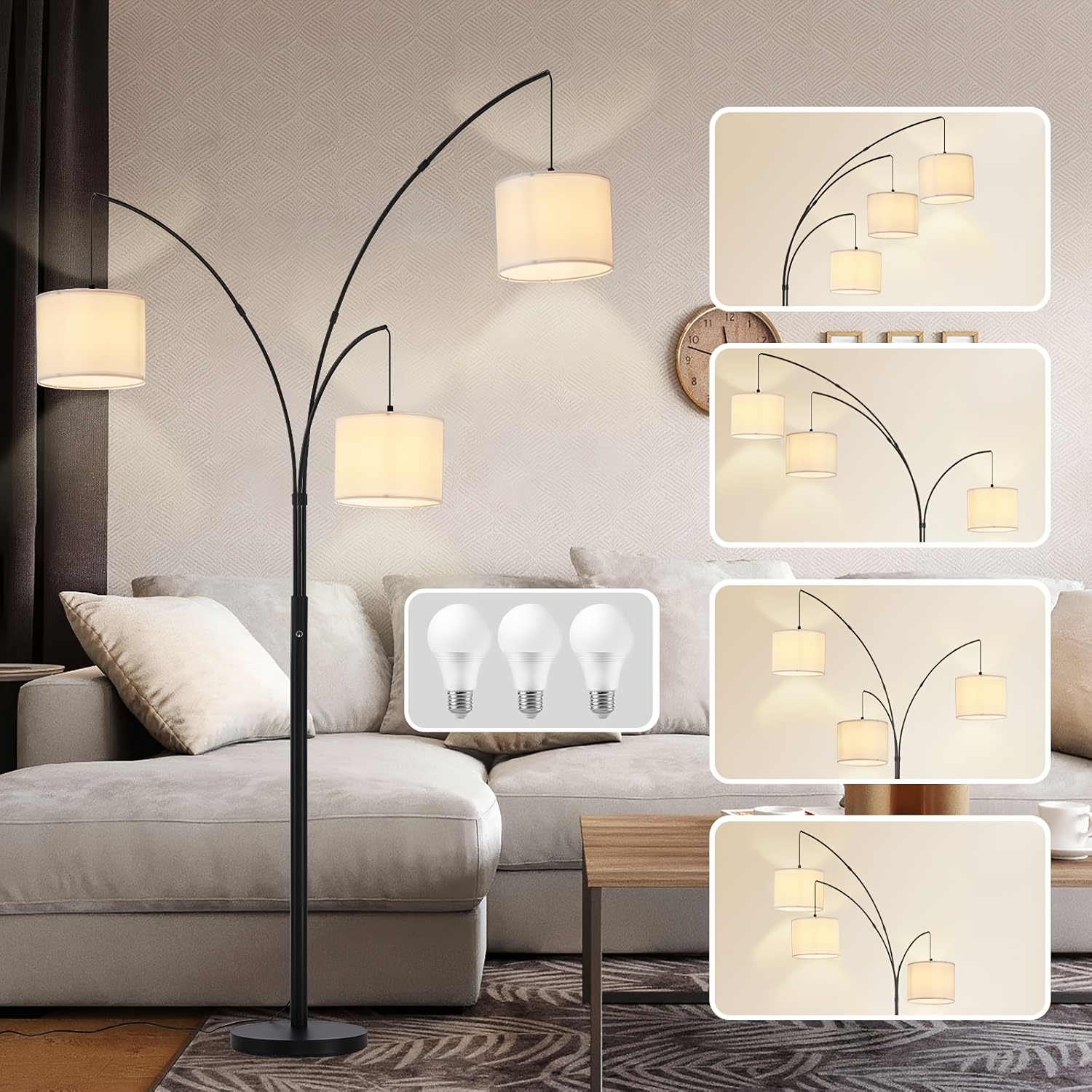 57.5 Corner Floor Lamp, Modern Dimmable Mood Lighting Standing Tall Floor Lamp For Living Room Bedroom Office 3000k Warm White Light Black Hflk02t
