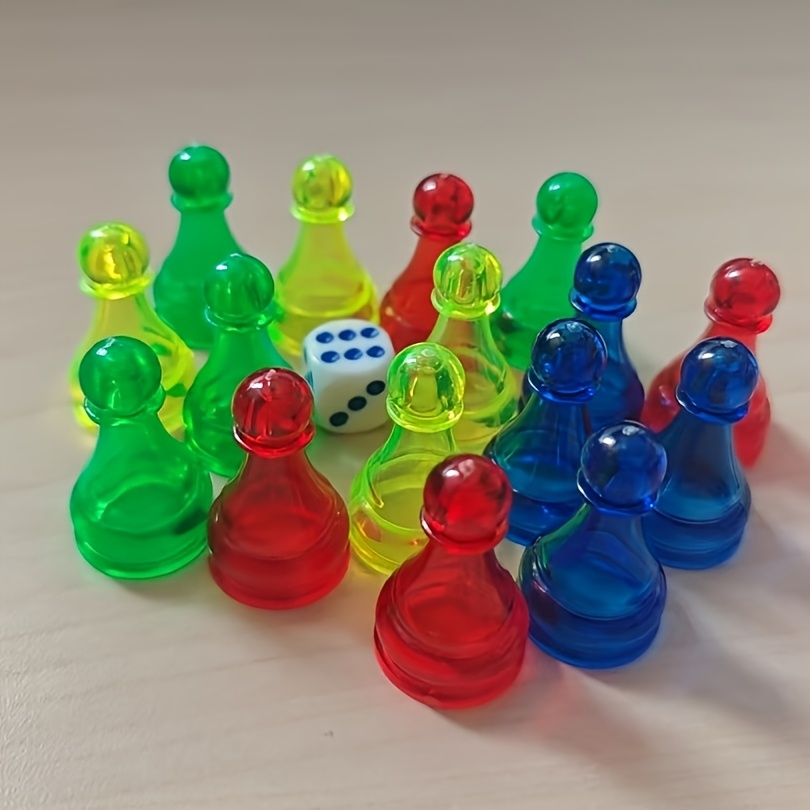 17pcs Set, Crystal Colored Flying Chess Additions with Dice
