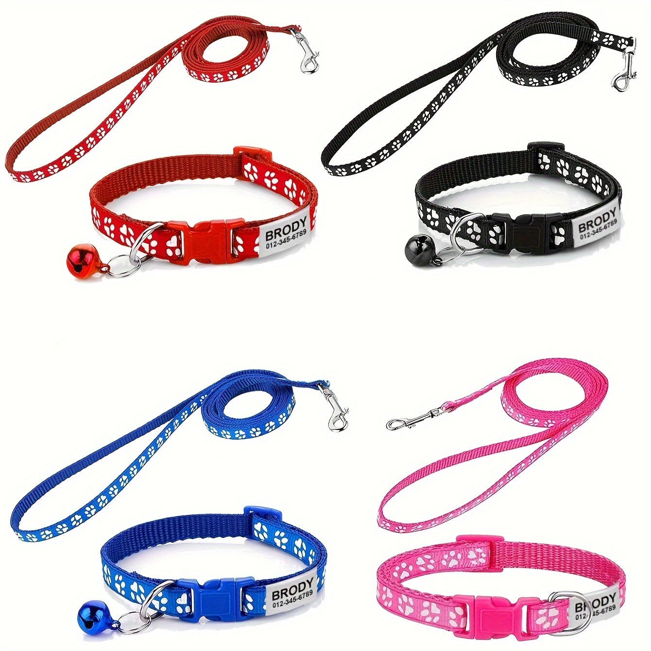 

Personalized Pet Collar And Leash Set , Adjustable Quick Release Training Pp Collar For Small Dogs And Cats, 4ft Lead