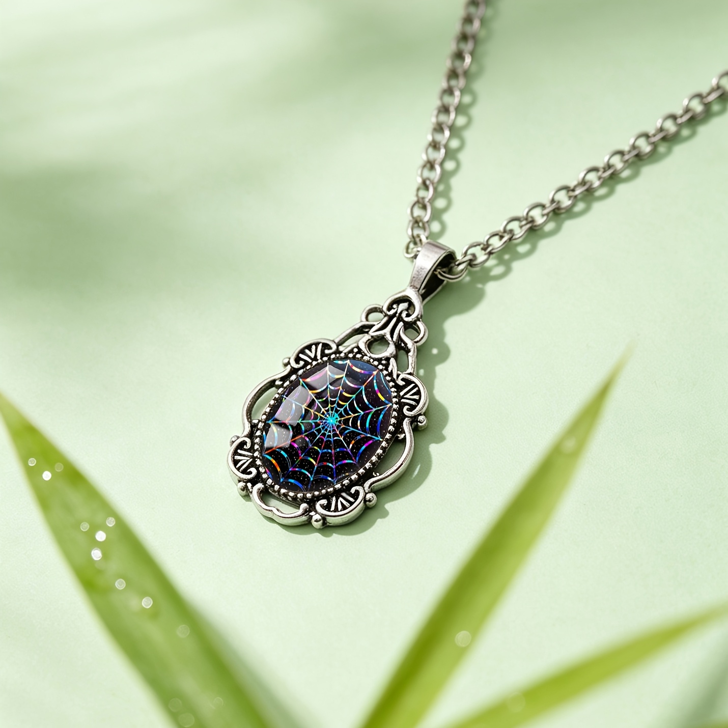 Laser Spider Web Pendant Necklace, Halloween Style