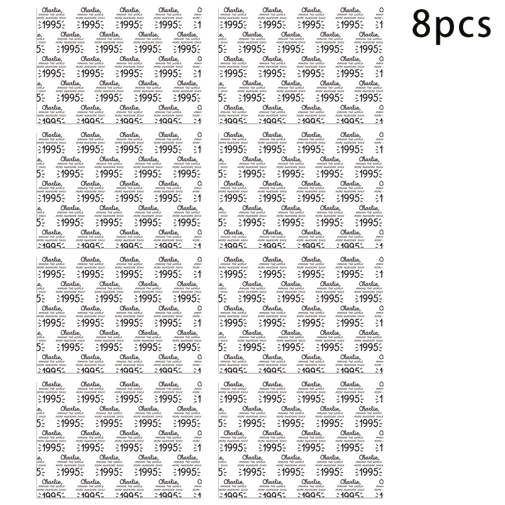 Image of 4/8/12pcs Custom And Year Gift Wrapping Paper, Elegant White Black Birthday Wrapping Paper, Perfect For Celebration Happy Birthday Party Decorations, Anniversary Supplies