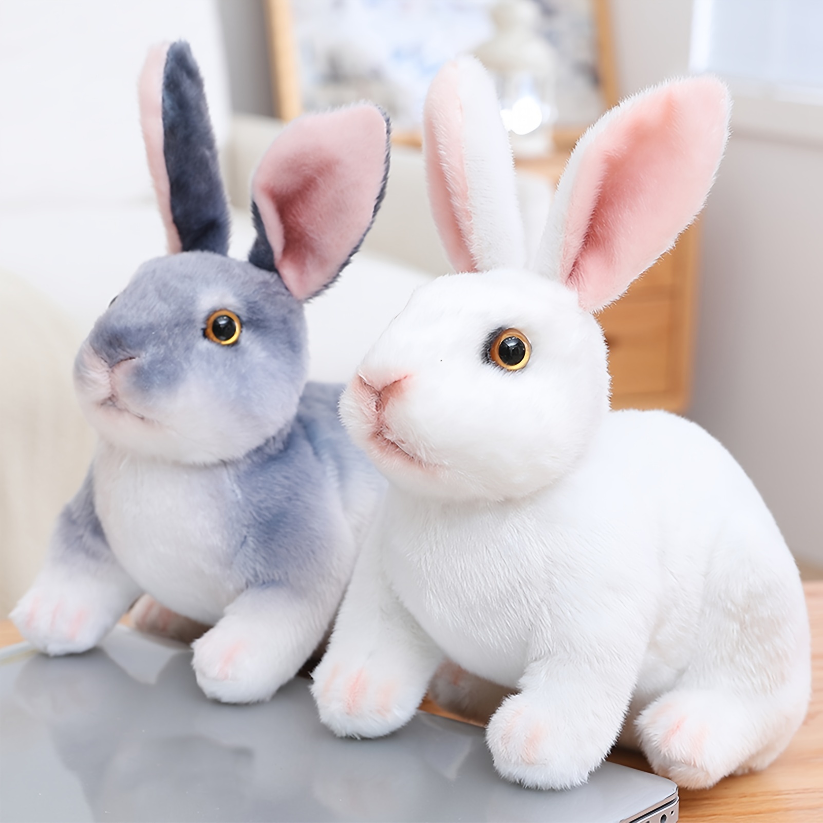 Peluche de conejo blanco, peluche de conejo de 12 pulgadas, conejo de  peluche súper esponjoso con orejas largas, lindo conejito de peluche regalo  para