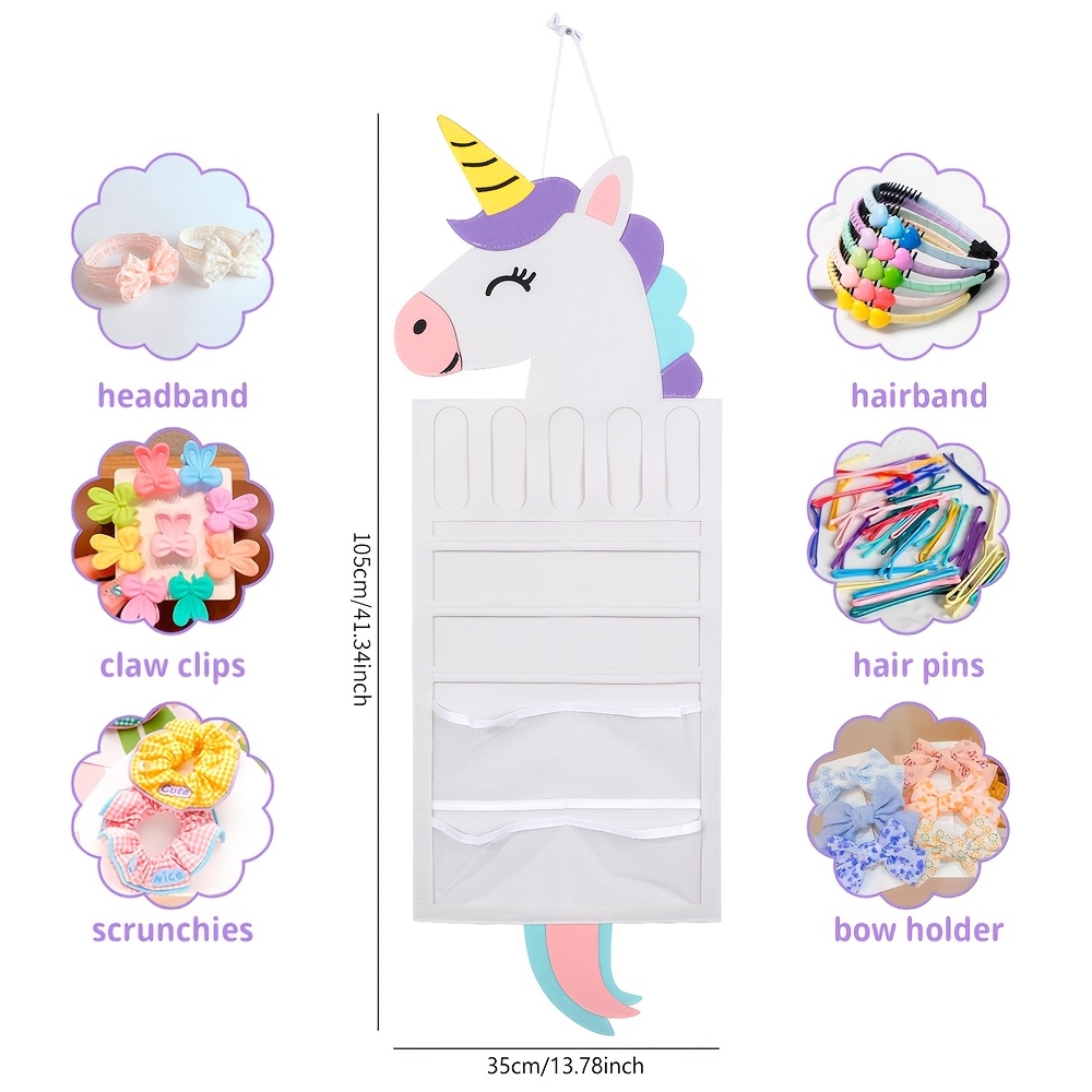 TEMU 1pc Organisateur de pinces à cheveux suspendues Unicorn, Organisateur de rangement de chaîne de tête suspendue pour accessoires de cheveux,