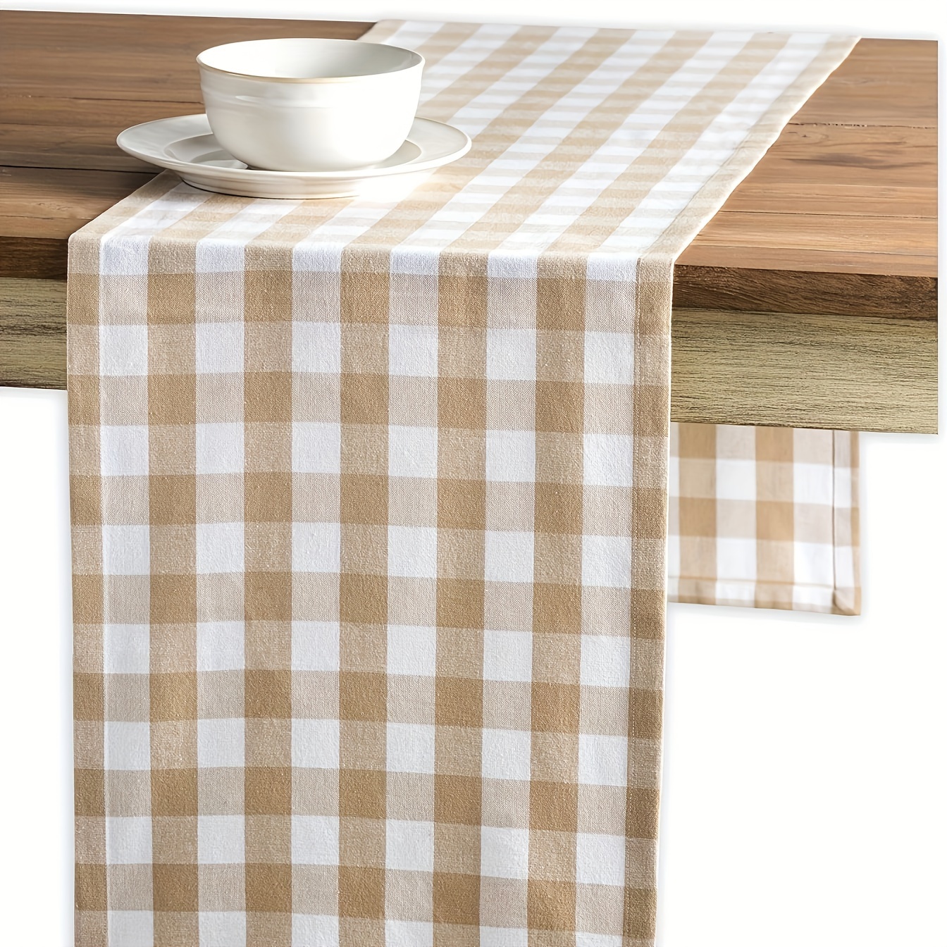 

1pc Classic Buffalo Checkered Table Runner - Rectangular Woven Polyester Table Flag For Dining, Decor, Camping, Party Supplies - Versatile Tablecloth For Christmas, Halloween, Easter, Valentine's Day