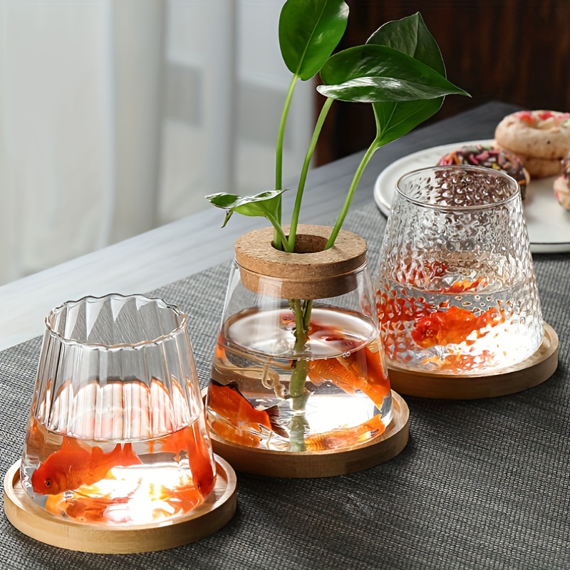 3er-Set Flache/Vertikale Korn/Hmmernes Korkdeckel Mikrolandschaftsflasche,  Hochborosilikatglas Einfache Heim-Hydrokulturvase, Verdickte  Miniatur-Landschaftsflasche, Schreibtisch Dekorative ...