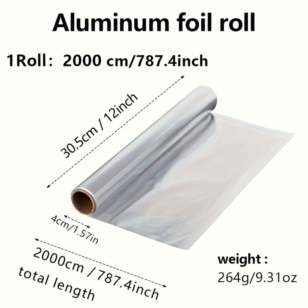 TEMU 1 Rolle Hochleistungs-Aluminiumfolie, 787,4 Zoll - Dicke, Antihaft-Aluminiumfolie, geeignet zum Backen, Grillen und für Ofen, geeignet für