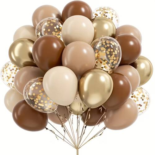 party balloon 48pcs vintage coffee matte skin tone retro sand white metallic golden glitter balloon suitable for birthday party decorations wedding bridal shower engagement anniversary mothers day graduation party holiday decor in