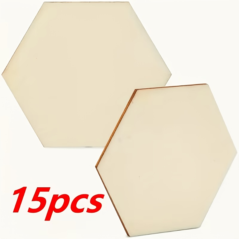 TEMU 15-pack Blank Wooden Hexagon-shaped Wood Pieces For Decoration, Square Craft Wooden Decorations, Suitable For Halloween, Christmas, Easter,