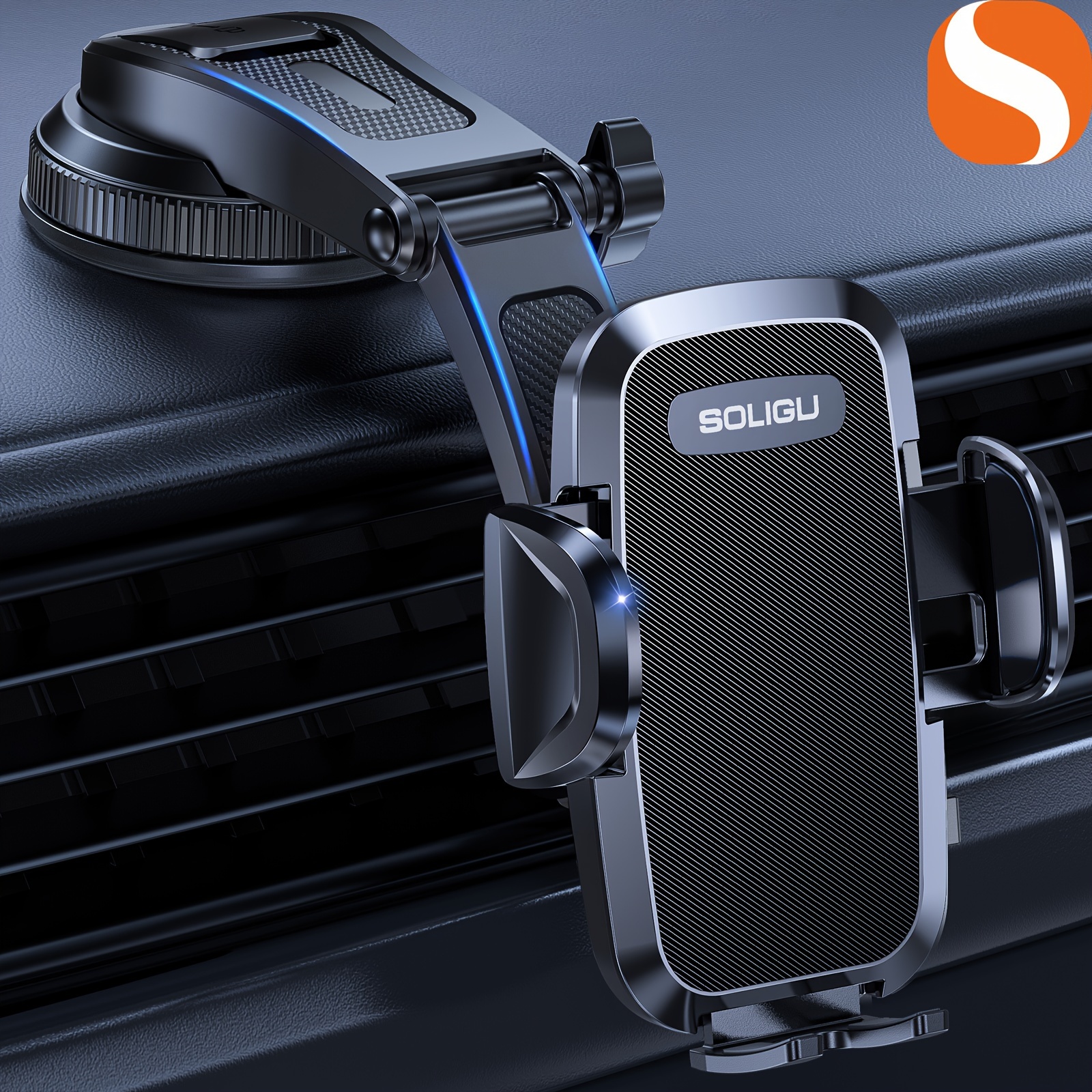 

Soligu Car Phone Holder - Adjustable Dashboard Mount With Rotatable & Retractable Arm, For All Smartphones, , Abs Material, Horizontal & Vertical Viewing , Phone Holder For Car