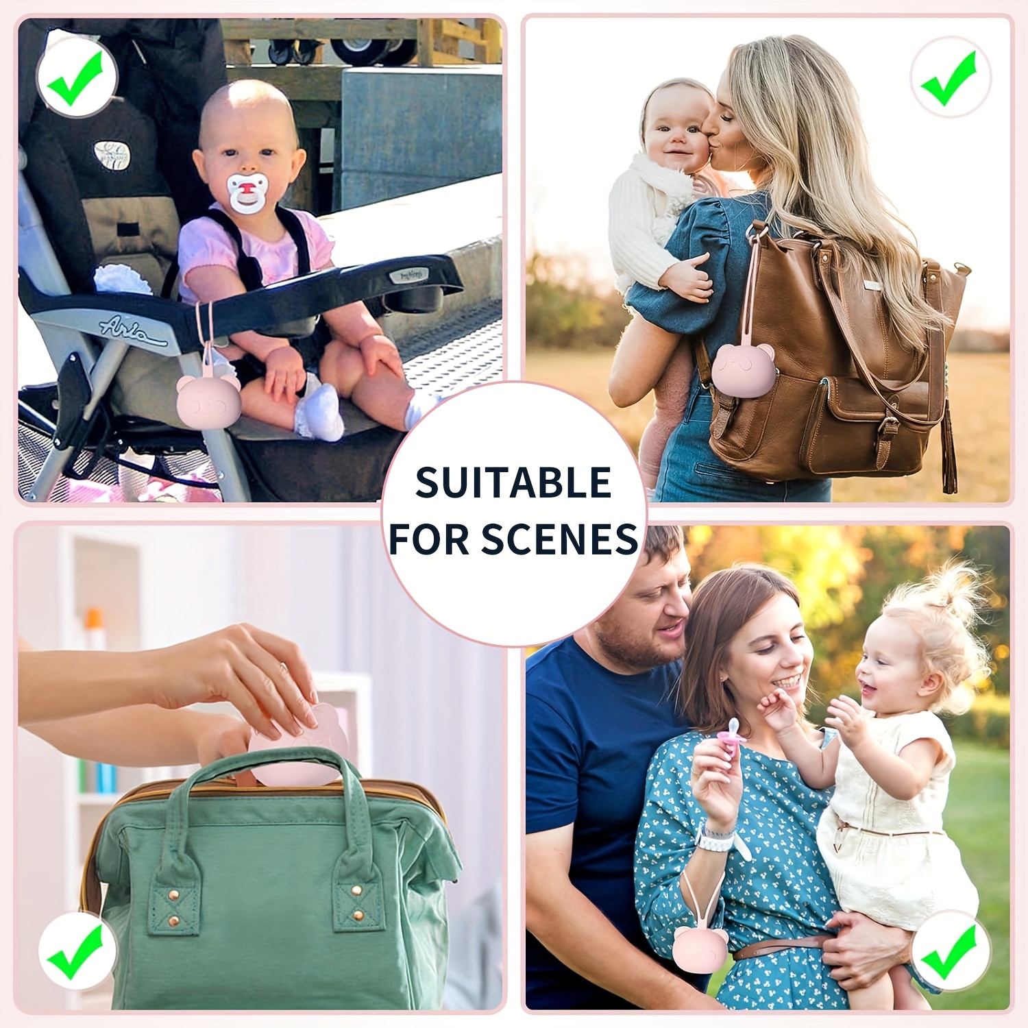 1pc BPA-free Newborn Silicone Cute Colorful Panda Pacifier Case (38g), Food-Grade Silicone for Boys and Girls' Strollers and Diaper Bags, Travel Bag for Travel Comfort, Cute Style Can also be used as mommy bag accessory, Thanksgiving theme