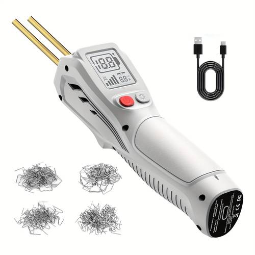 new lcd display handheld wireless charging plastic welding gun plastic welding kit with 200pcs hot stapler usb rechargeable plastic welder gun with 5000mah battery plastic weld bumper repair kit for most plastic repair