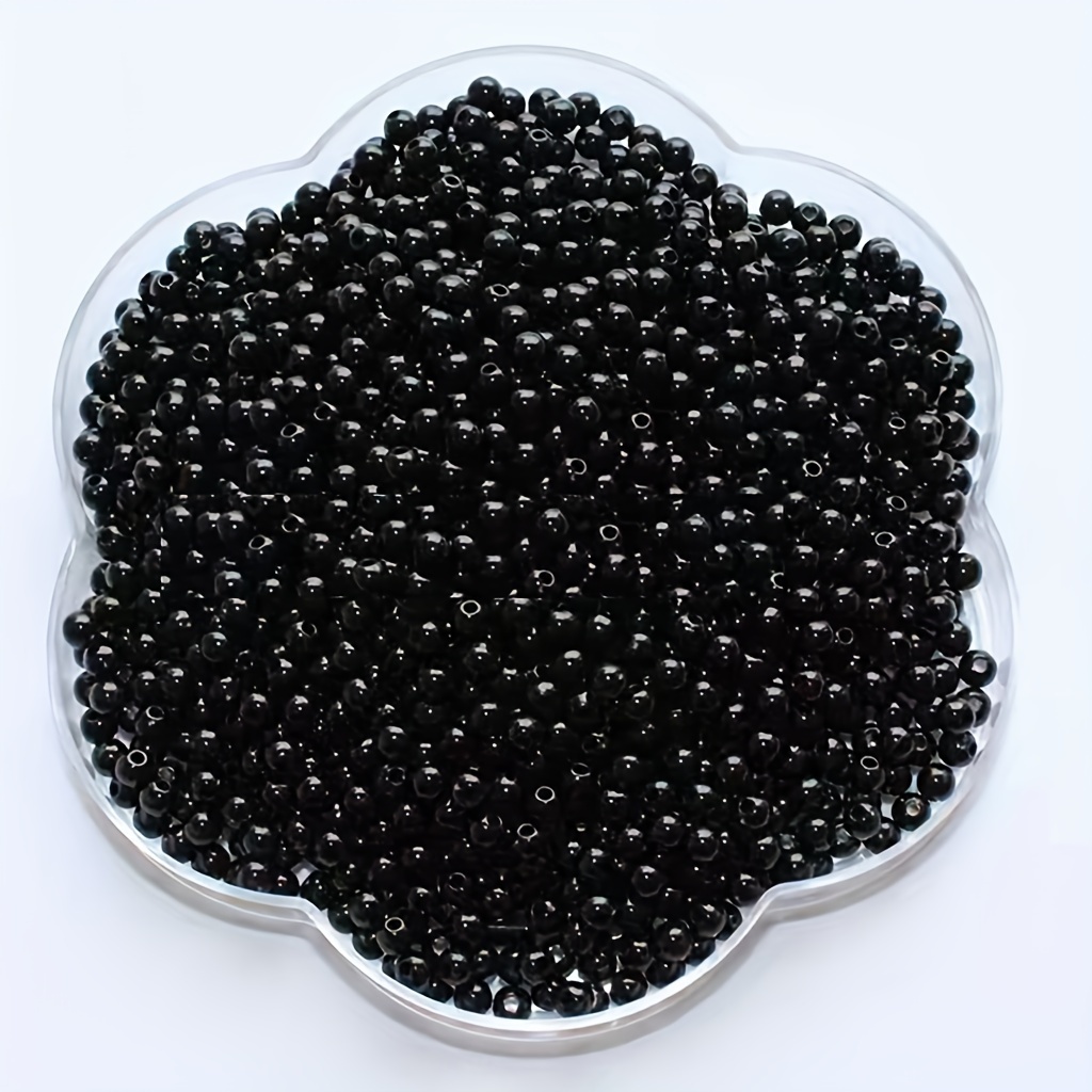 

2400pcs Pearl Beads, 4mm Round Pearl Beads With Hole, Suitable For Handmade Jewelry Diy Bracelets, Necklaces And Vase Fillers Black