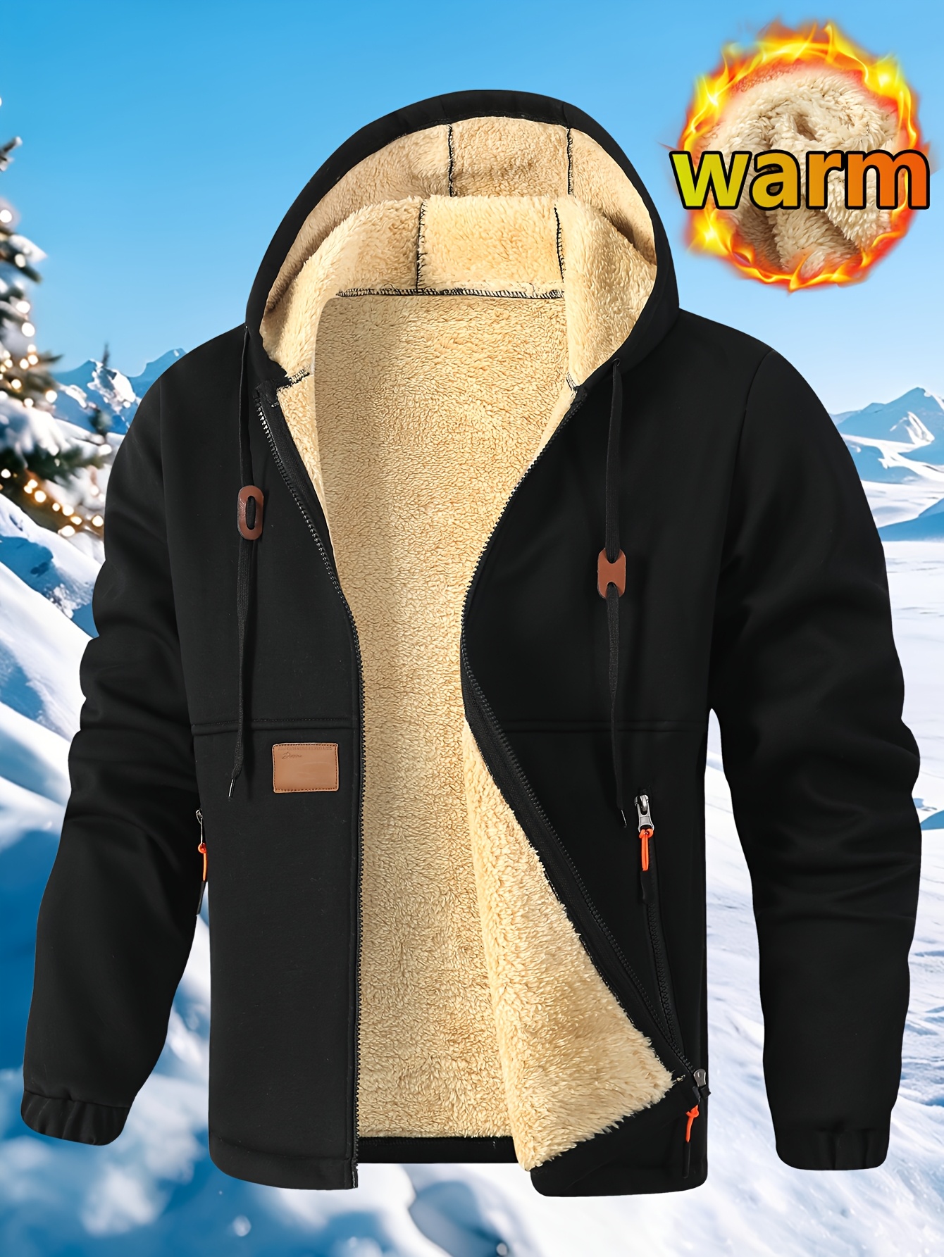 Cardigan à capuche pour homme en polaire épaisse, sweat à capuche chaud et tendance en polaire, sweat à capuche ample et confortable avec cordon de serrage, vêtements d'automne et d'hiver pour hommes, sweat à capuche décontracté pour homme avec poches zippées, convient pour l'hiver et l'automne