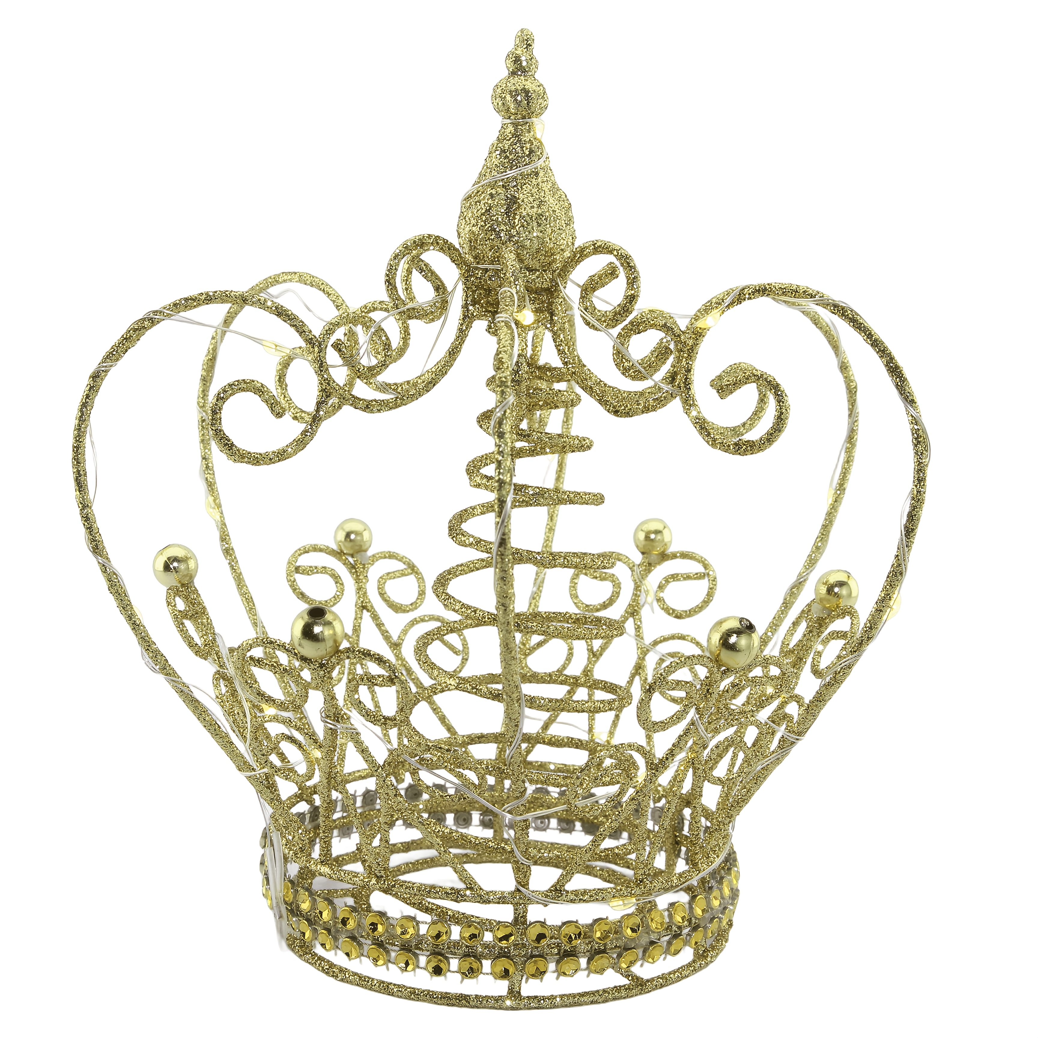 TEMU 1pc 3d Crown Christmas Tree Topper With 20 Led Lights, 2*aa Batteries Not Included, Metal Cutout Design, Easy-to-install Holiday Decoration For