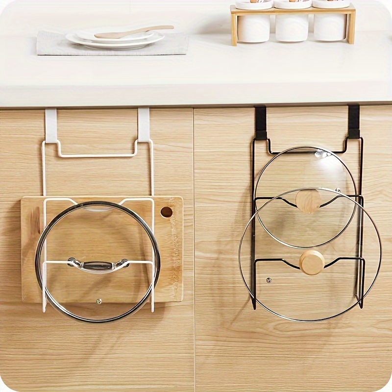 

Wall-mounted Pot Lid Rack And Cutting Board Organizer: Kitchen That Don't Drilling