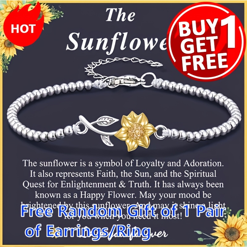 

A Stylish Silvery Sunflower Bracelet, And Fashionable, Perfect For Day Gift For Mom, Jewelry Accessory.