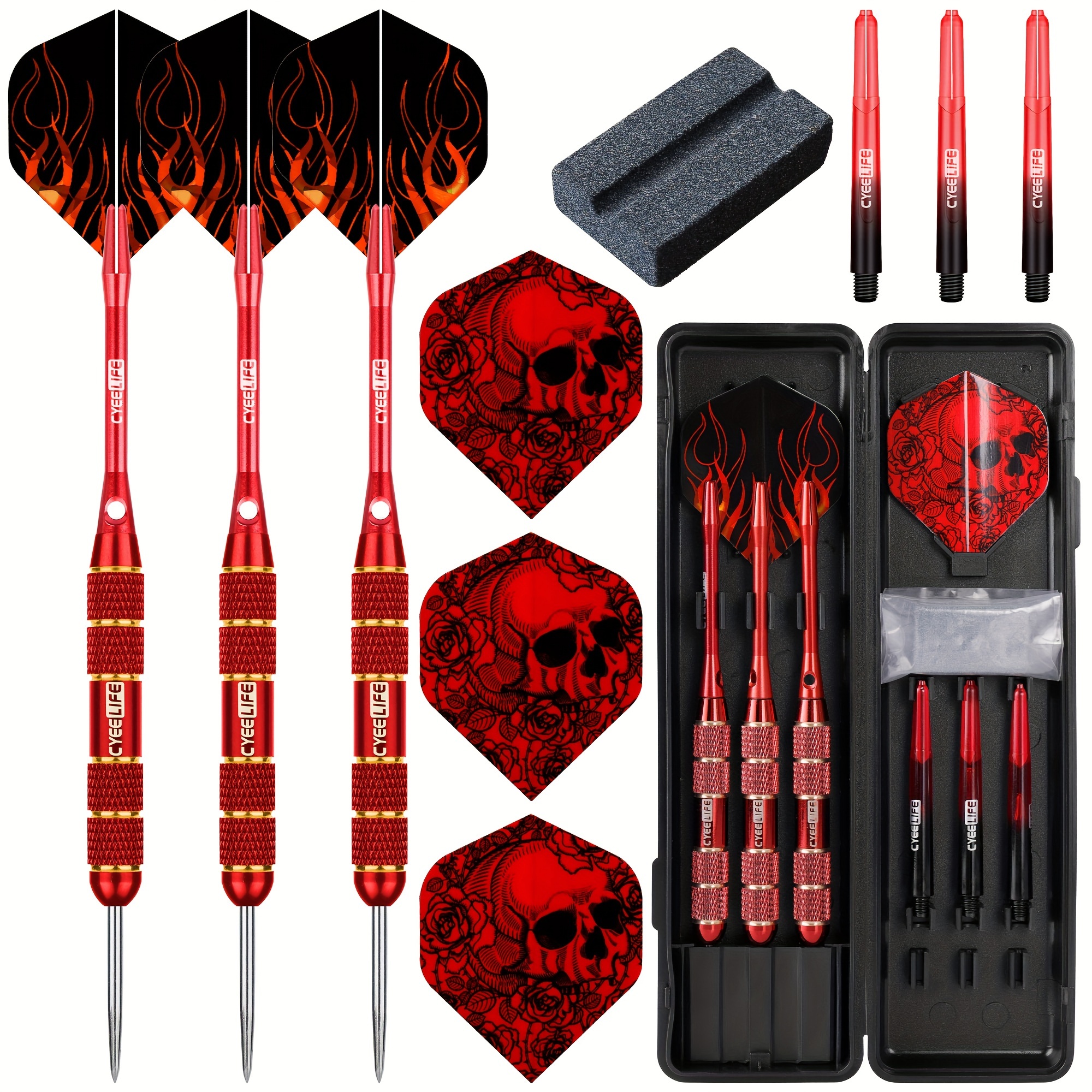 

Cyeelife 24g Brass Barrel Darts Set With 3 Pcs Steel Tip Darts, 3 Pcs Pet Flights, 3 Pcs Dart Shafts, 1 Pcs Dart Stone, Pcs Dart Box (zf02)