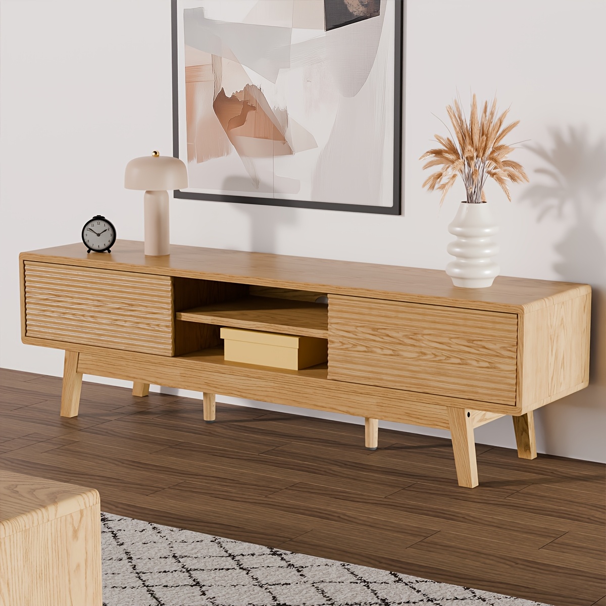 Mopio Ensley TV Stand, Mid Century Modern for 55/ 60/ 65 Inch TV, Farmhouse TV Stand, Entertainment Center with Storage, TV And Media Console for Living Room ( 59