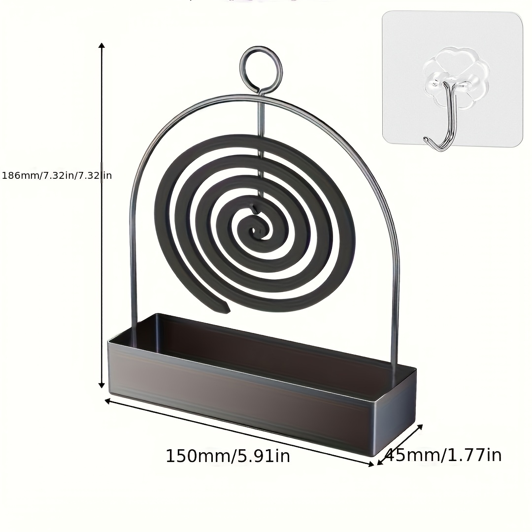 TEMU Lot de 2 pièces : 1 porte-encens + 1 crochet transparent. Porte-encens en bois de , support pour spirale -moustiques, porte-encens en bois de .