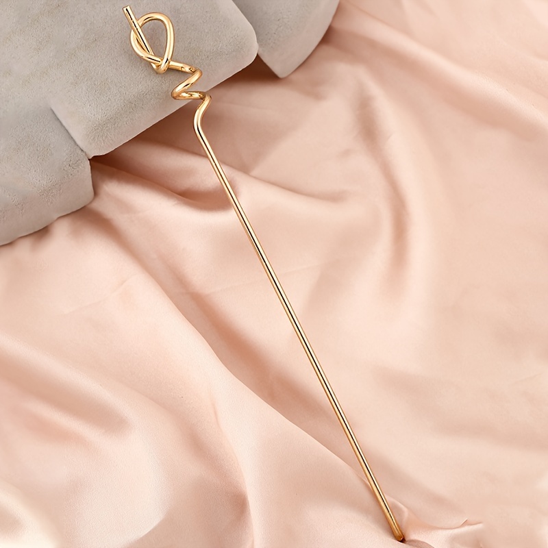1 Solid Color Metal Twisted Line Hairpin, Easy, Casual, Hip-hop Style Hairpin