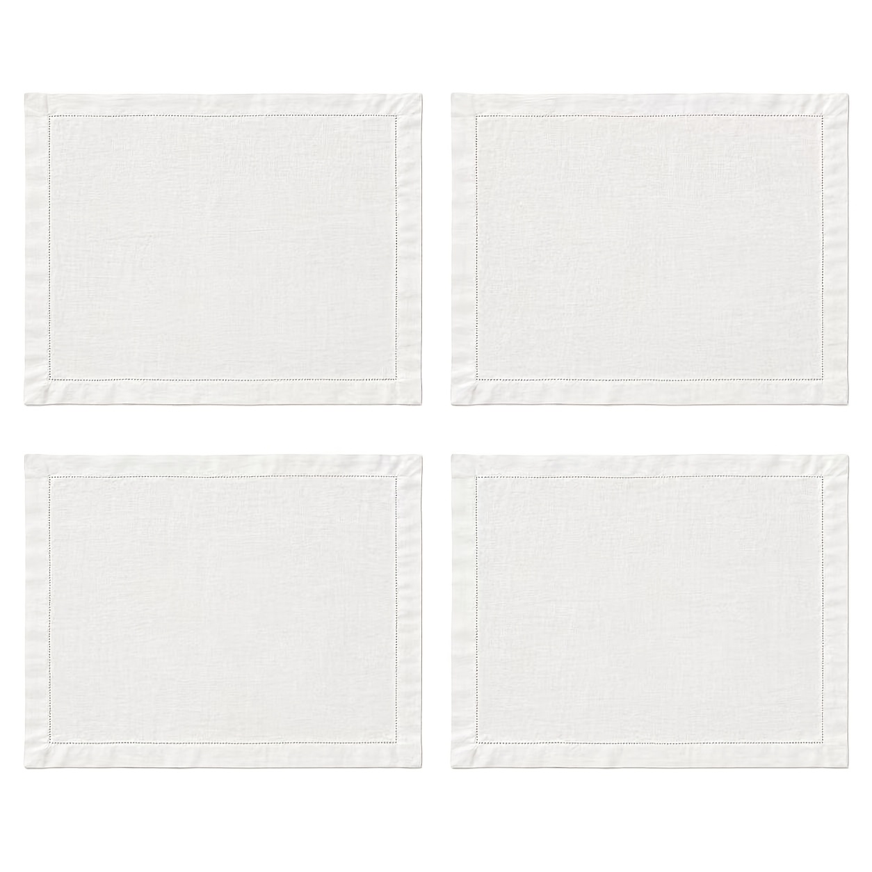 TEMU 4pcs 45x36cm White Linen Napkins, Soft And Breathable Reusable, Hollow-out Premium , Suitable For Home Parties, Weddings, Holiday Decorations,