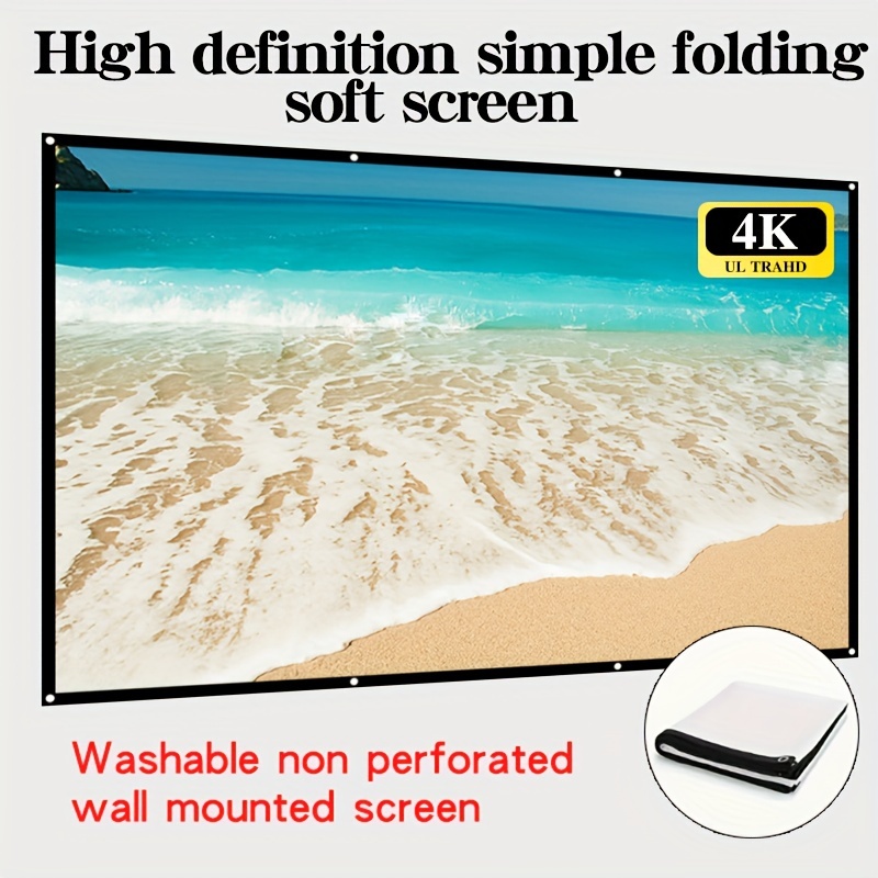 

ambient Light Rejecting" 4k Dual-sided Projection Screen - Easy Clean, Space-saving Design For Bedroom & Living Room Movies, Available In 60", 72", 84", 100", 120", 150" Sizes