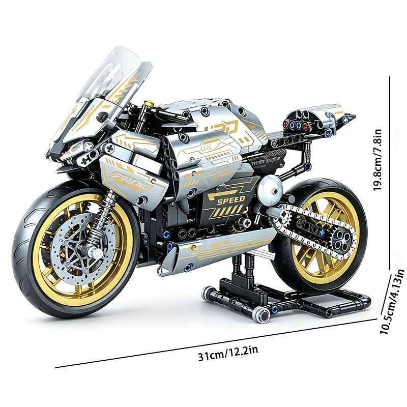 TEMU Ensemble de bloc de moto mécanique, jouet de voiture d' STEM avec support d'affichage, cadeau d'anniversaire
