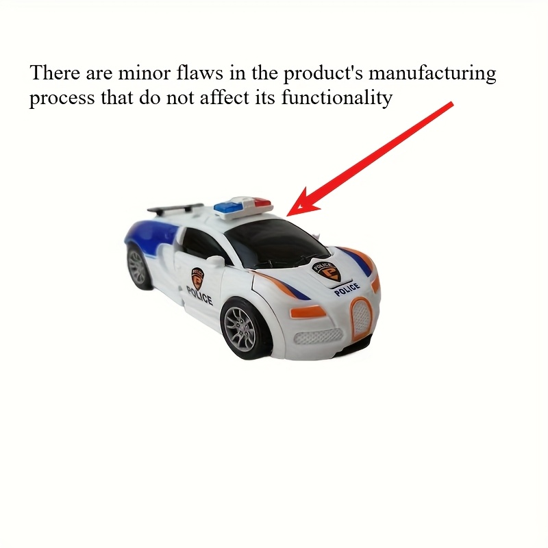 Transformable Police Car to Robot Toy - Real Sports Car to Robot Transformation, Durable Plastic Manual Operation No Batteries Needed, White & Blue with Orange Accents, Gift for Teens Boys Girls (Christmas Thanksgiving Halloween), Teen Collectible Toy | Transformable Toy | Durable Plastic Construction, Toy Cars