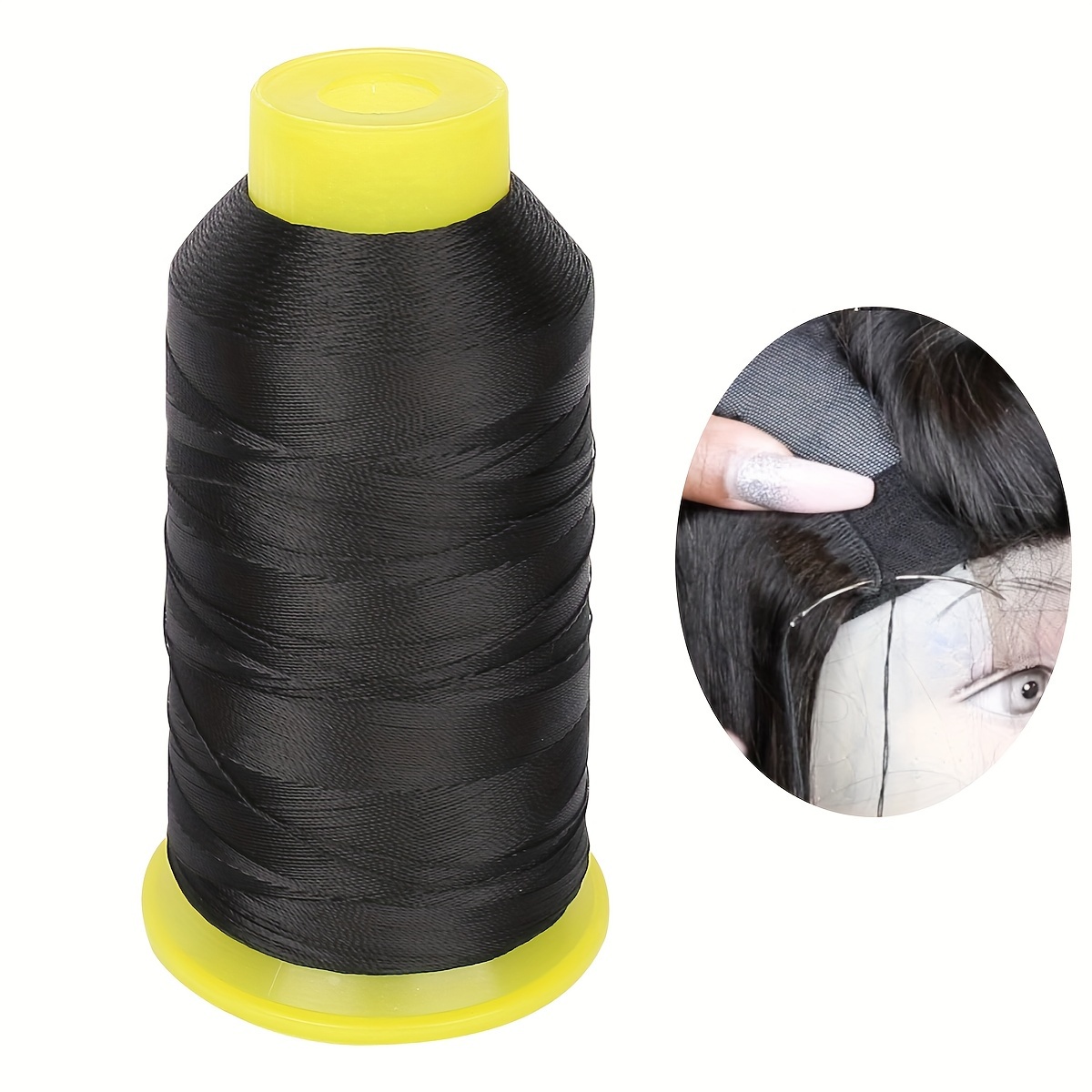 

Unisex Polyester Weaving Thread For Wigs And Hair Extensions - Durable Thick Black Thread For Sewing Hair Wefts, Wig Making And Repairing (black)