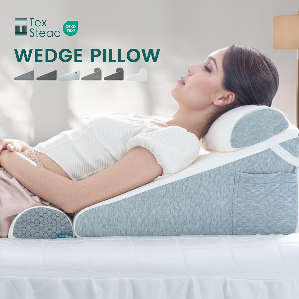 1 2 pcs memory foam bed wedge pillow neck pillow for back leg and knee triangle pillow with removable cover