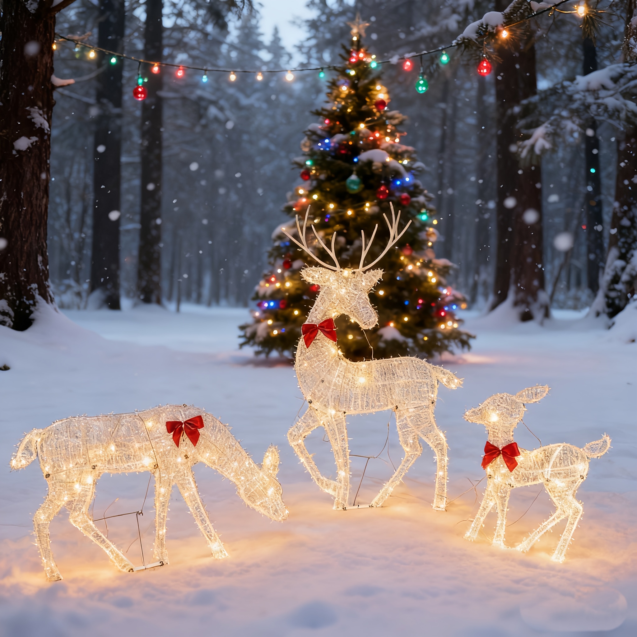 3pcs white wire deer figurines lights metal skeleton - Temu