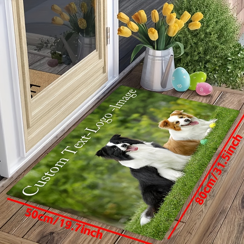 TEMU 1pc Personalized Area Rug With Anti-slip Bottom-customized Carpet Mat With Your Photo & Text - Soft, Durable, Washable - Perfect For Indoors,
