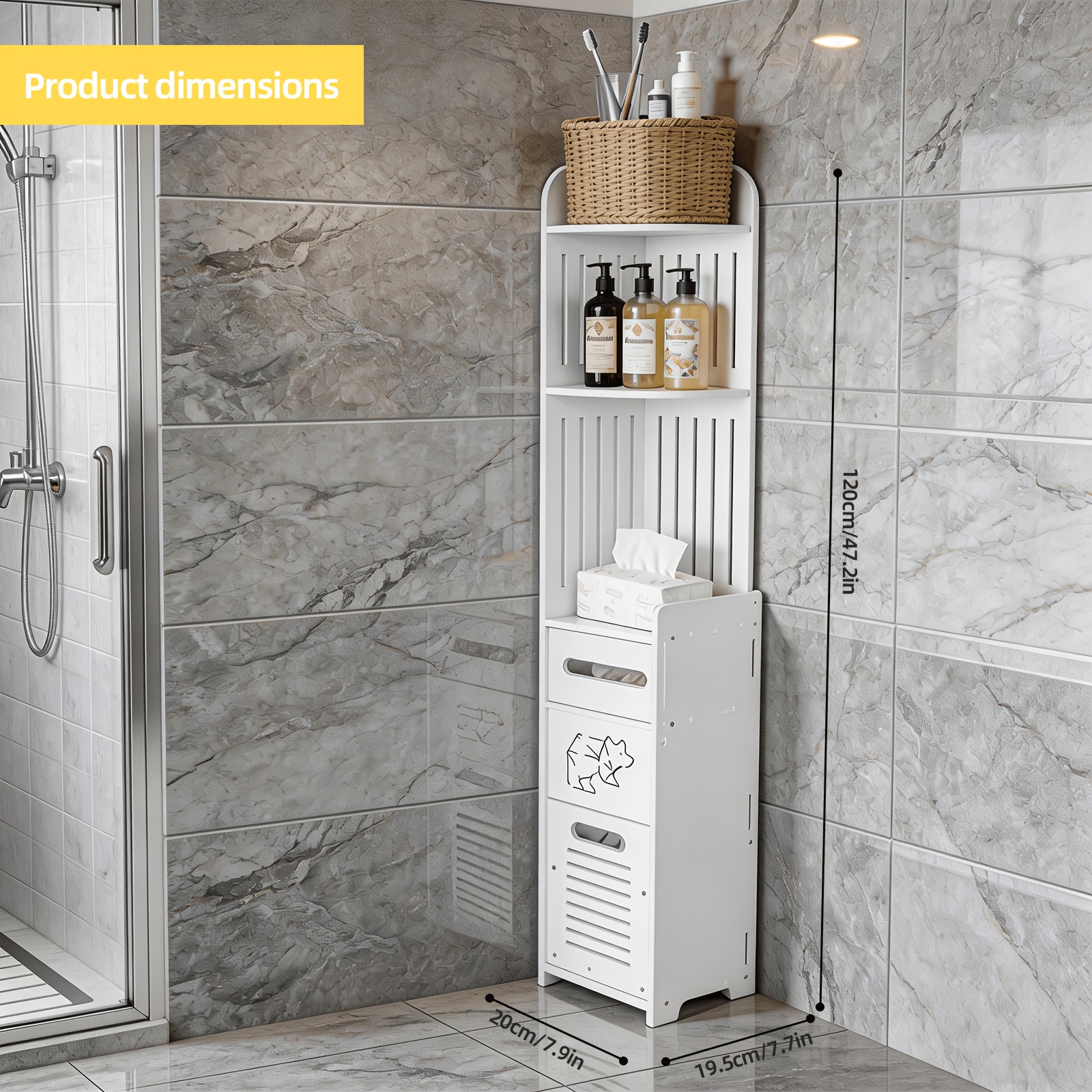 TEMU Borealbear Bathroom Corner Cabinet, Minimalist Storage Organizer For Toilet Paper, , Bath Towels And Body Wash, Ideal Bathroom Storage Solution