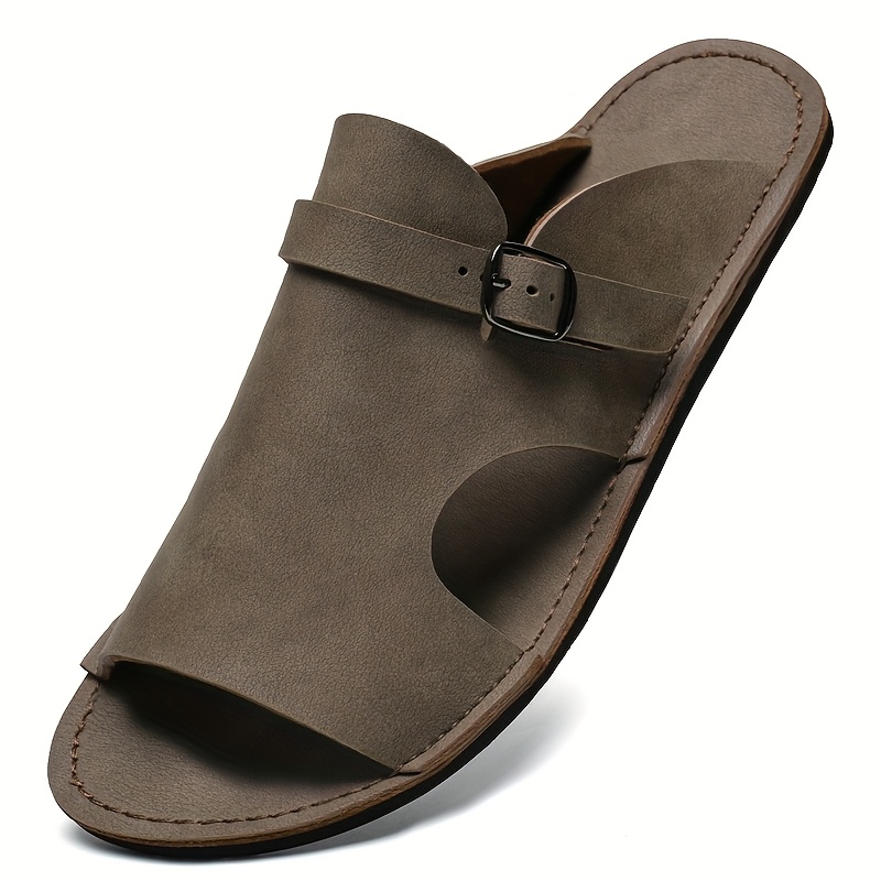 mens summer slide sandals breathable   cover   with   sole adjustable   strap round toe design for casual outdoor pool and summer wear strappy sandals Product details 2