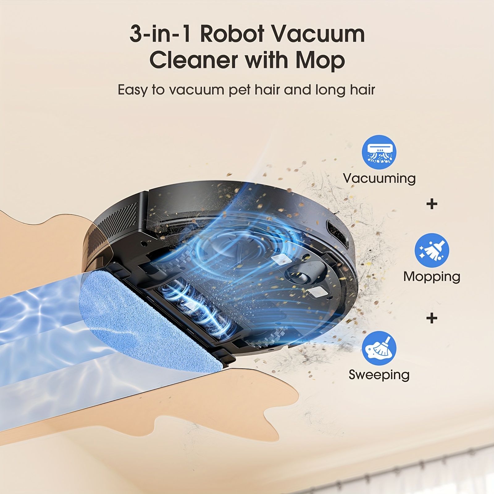 Lubluelu L20 Ultra Robot Vacuum 5500Pa, 3 In 1 Robot Vacuum Cleaner And Mop, 5 Editable Mapping, 30 No-go Zones, App/Alexa, Robot Vacuum Cleaner For Pet Hair, Carpet, Hard Floor