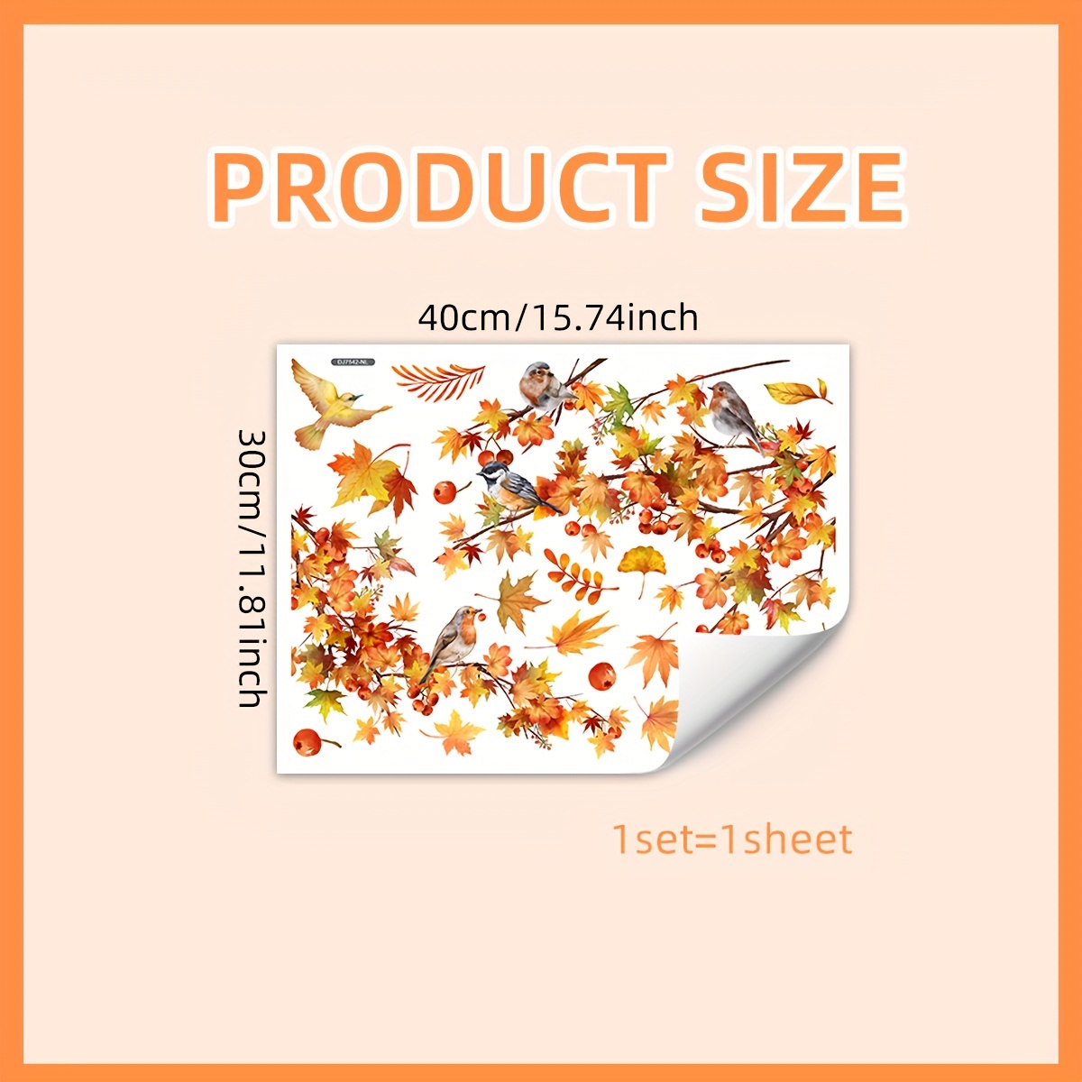 1-sheet Static Cling Window Film Suitable For Decor - Removable Pvc Leaf & Bird Decals, Cover With Maple Leaf, Suitable For Doors, Mirrors,, & Stick Application