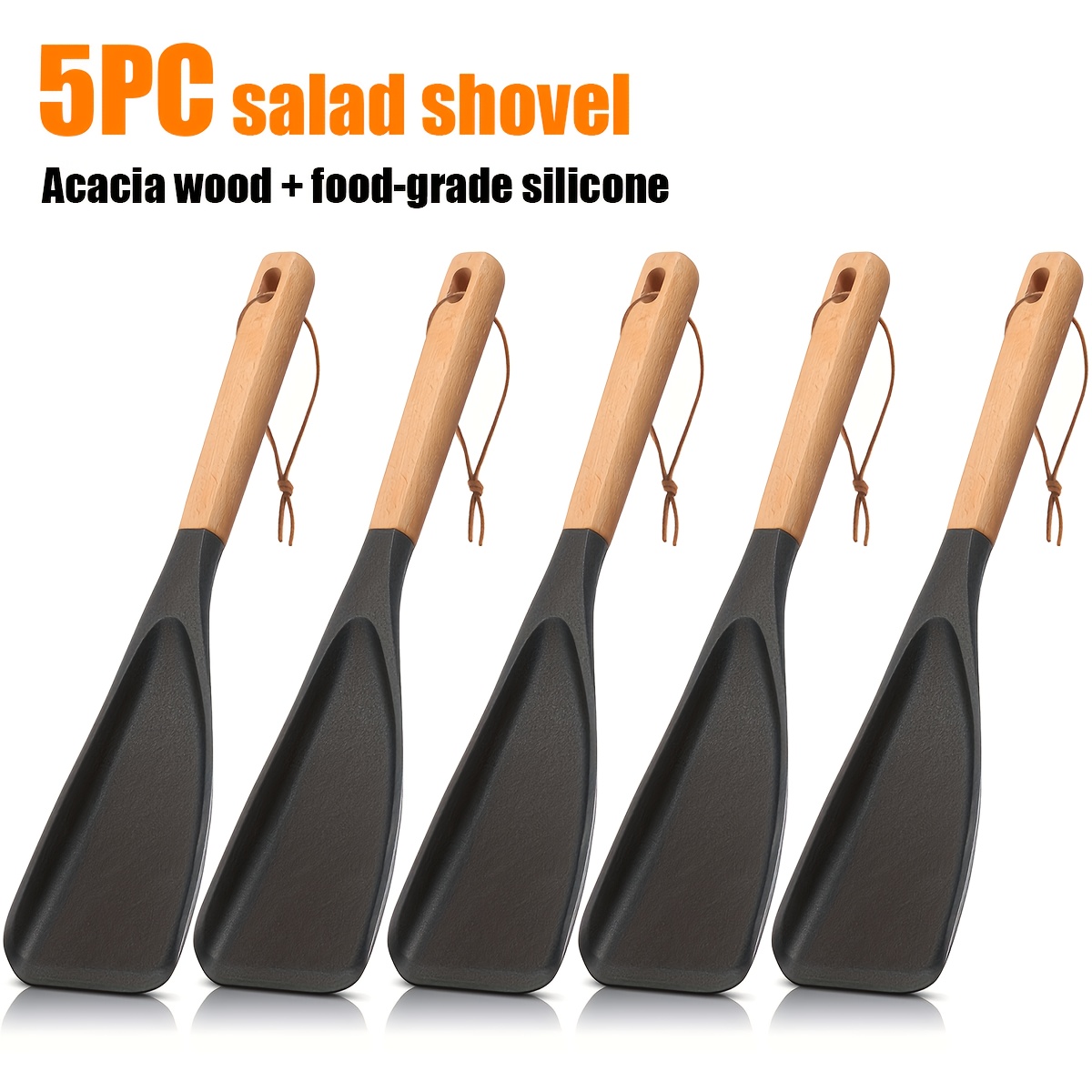 TEMU 5pcs Multi-functional Silicone Spatula Tool, Spatula Smart, 12-inch Long For Heat Resistance, All Cooking Needs Such As Stir-frying, Salad Mixing, Sauce And Soup Serving, Cooking