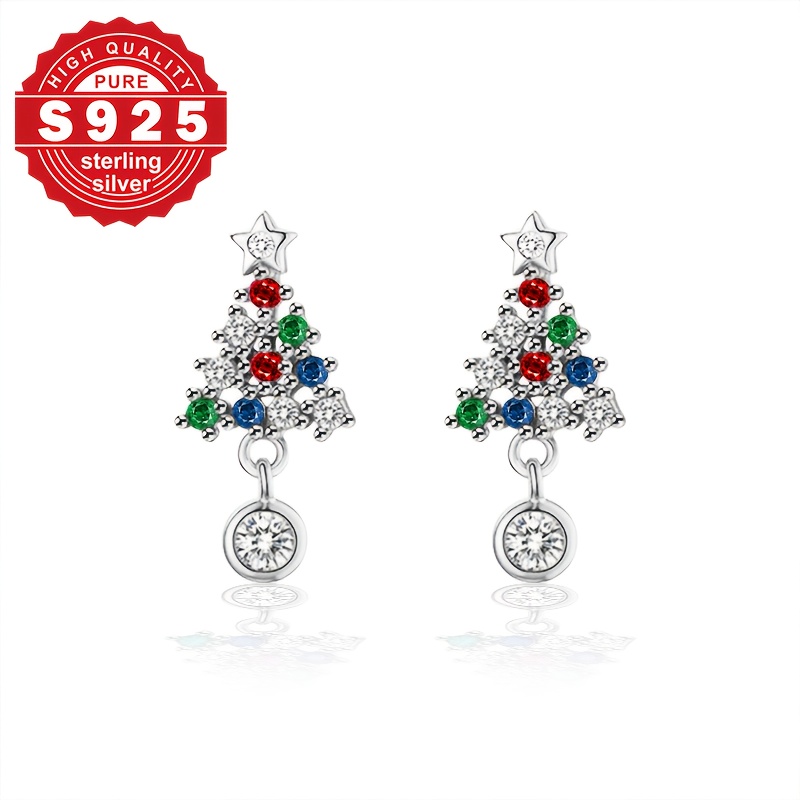 Image of S925 For Women, Elegant Christmas Tree Pendant With Sparkling Cubic Zirconia, 3-color Xmas Holiday Jewelry Gifts - Perfect For Daily Wear, Banquets And Wedding |christmas Gift|birthday Gift
