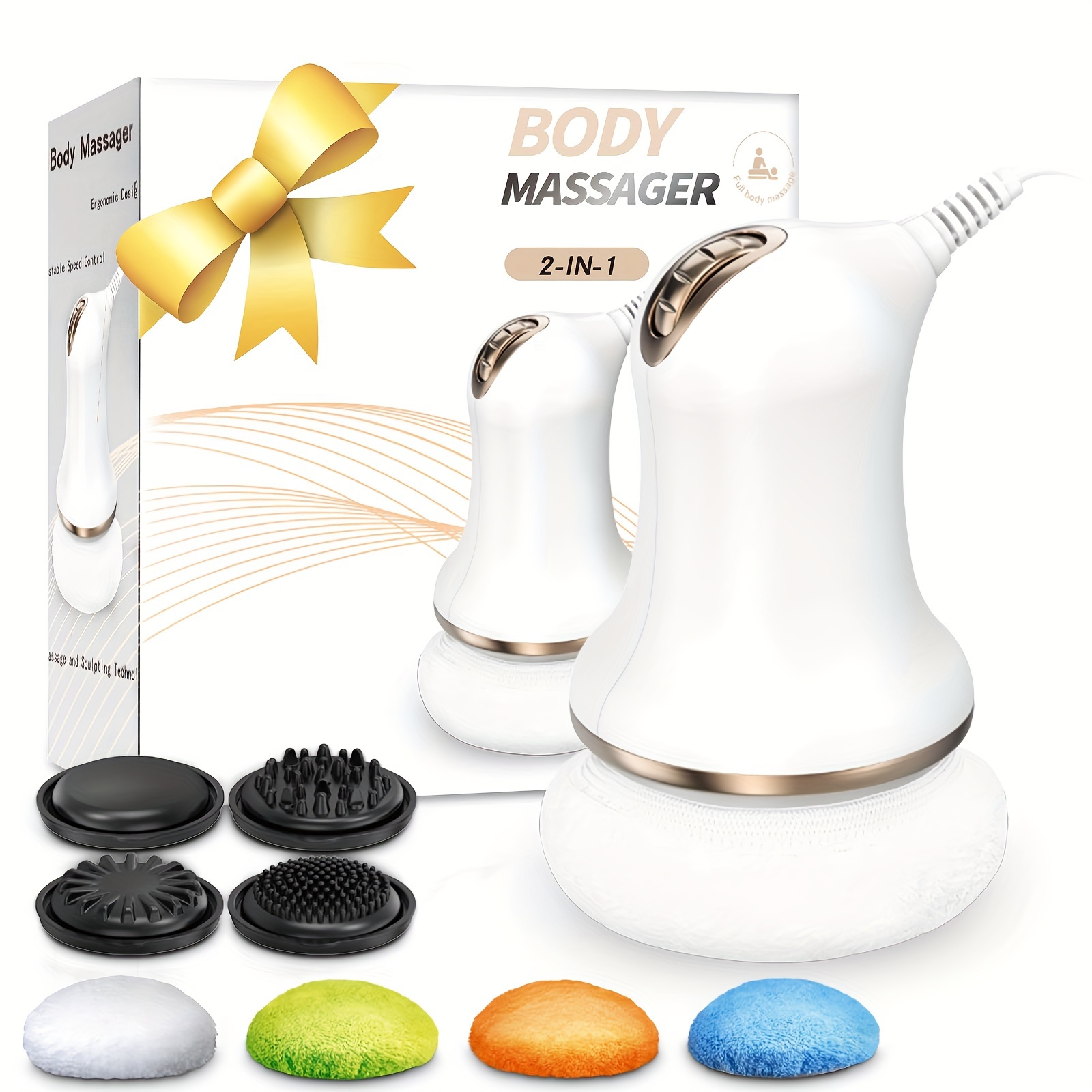 TEMU Body Massager, Multi-functional Massage Handheld Massager With 6 Level, 4 Massage Heads, -friendly Washable Pads, Suitable For Abdomen, Legs, , Beauty - Ideal For Yoga & Fitness Enthusiasts