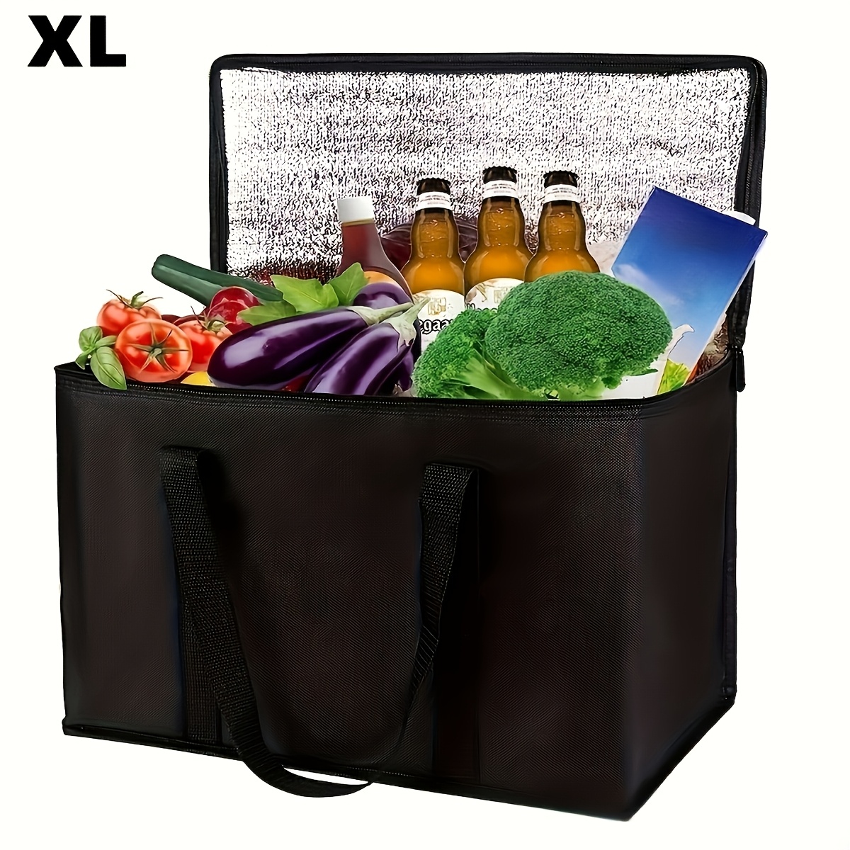 Large/xl Insulated Bag Keep Food For Hours - Grocery Tote, Soft Cooler Bag For Catering/ Pizza Warmer Lightweight & Sturdy Zipper Non-food Contact