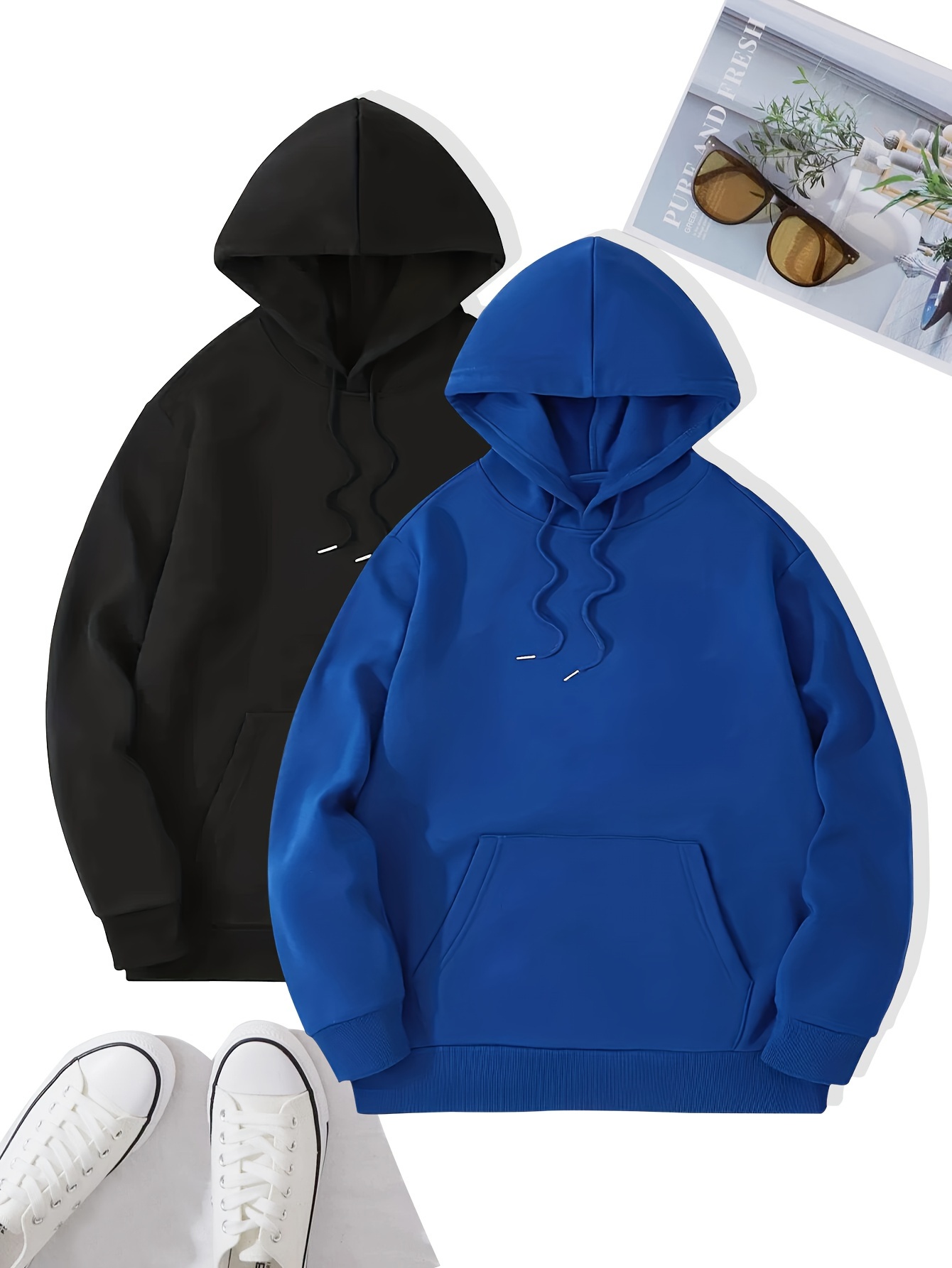Yyeselk Hoodie Men Sweatshirt Long Sleeve Tee Tops Casual Winter Pullover  Drawstring Hooded Mens Pocket Stitching Color Tops Black at  Men's  Clothing store