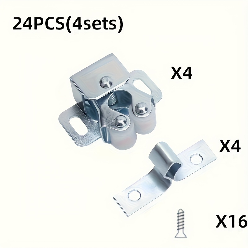 E-shop 24-tlg. Schrankschlösser aus Edelstahl, Doppelrollenschloss-Schnappverschluss-Beschläge für Kleiderschrank- Türsicherheit, Saugzubehör aus